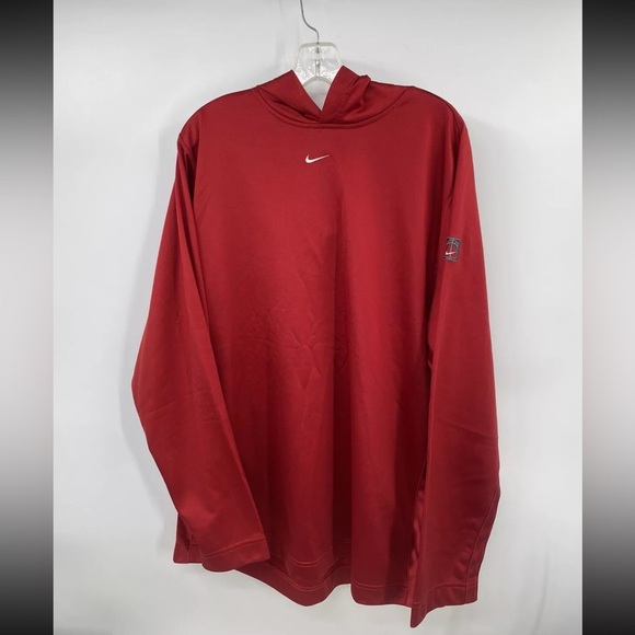 Nike Center Swoosh Logo Red Pullover Hoodie Size Large VTG Y2K Basketball - Picture 1 of 8